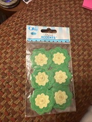 Felt Flowers Green & Yellow 6 Pcs. Accents Embellishment For Multiple Crafts