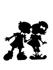ADORABLE! LITTLE BOYS & LITTLE GIRLS IN «PUPPY LOVE!» SILHOUETTE DIE CUT/ CUTS