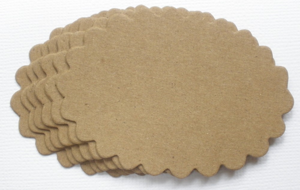 {6} 2″ x 3″ OVAL SCALLOP – Raw Bare Unfinished Chipboard Die Cuts