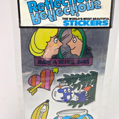 VINTAGE 1983 GORDY SILVER GLOW REFLECTION STICKERS NEW SEALED MIRROR HEART FISH
