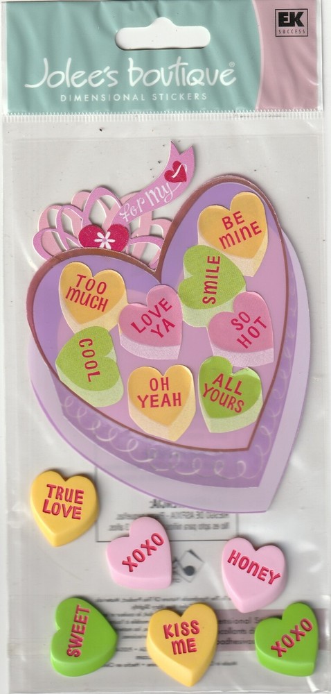 RARE Jolee’s 3-D stickers SWEET NOTHINGS Heart Candy Theme 67743 Fast FREE Ship!