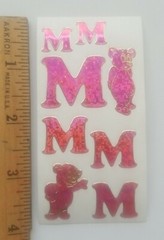 Set of 2 sheets of vintage introduct glitter stickers «M» discontinued Germany