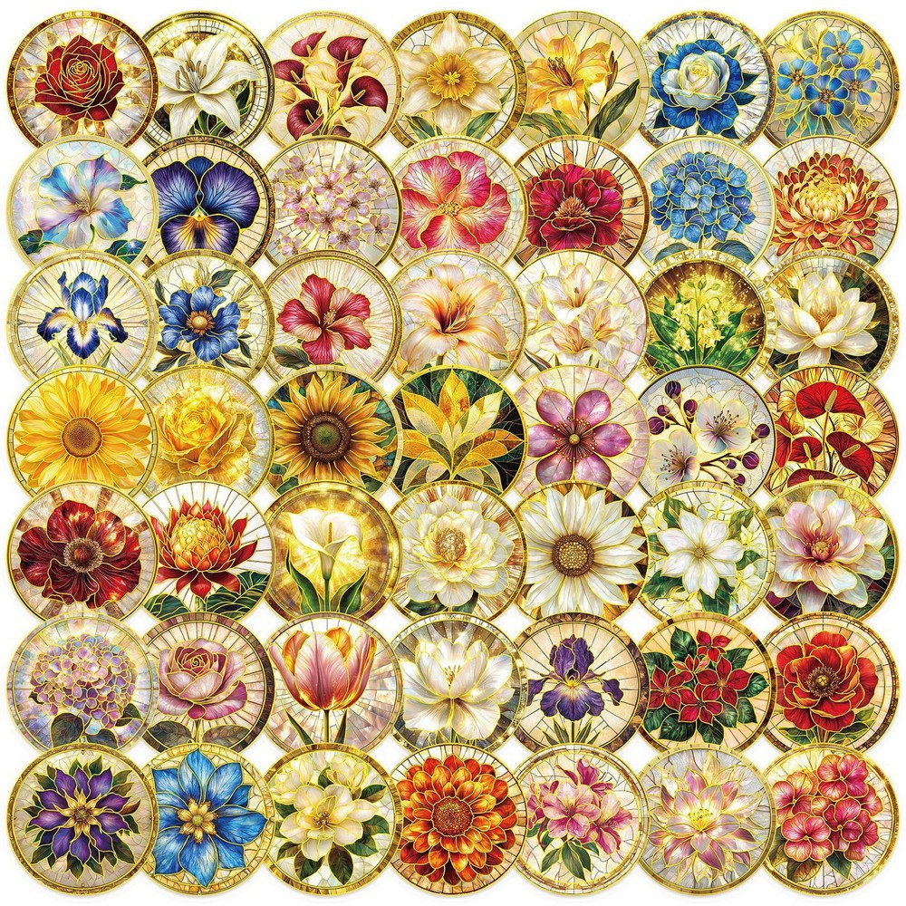 50 Pcs Gold Foil Stickers PET Transparent Waterproof Decals for Journal Phone La