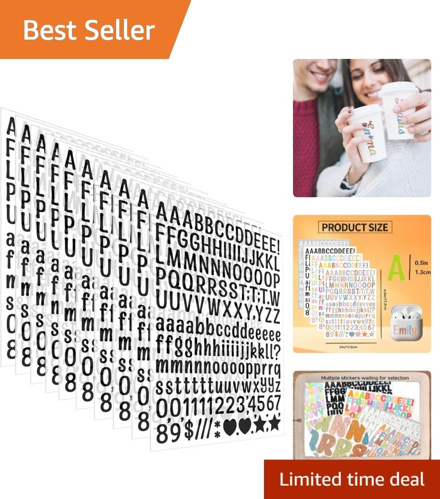 Small 0.5 Inch Black Letter Stickers – 10 Sheets for Scrapbooking & Journaling