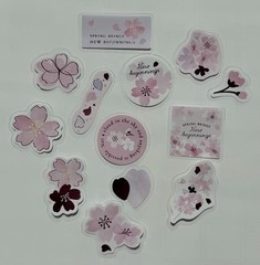 Japanese Sakura Flake Stickers 42pcs Cherry Blossom Kawaii Scrapbook ST-12