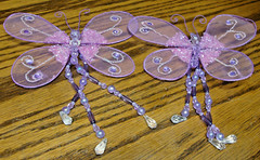 2pc Floral Garden Butterfly Decor Embelishments Purple-Pink-Netting-Plastic U20