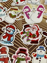 50 Pieces Bundle Pack Snowman Christmas Stickers Decal High Glossy Finish