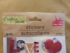 CRAFTER’S SQUARE LOVE/HEARTS THEME GLITTER POP-UP 3D STICKER SHEET (9Pieces)