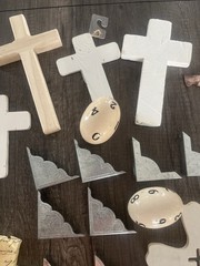Junk Journal Scrapbook Embellishment Lot Crosses Metal Corners Corks DIY 100pc