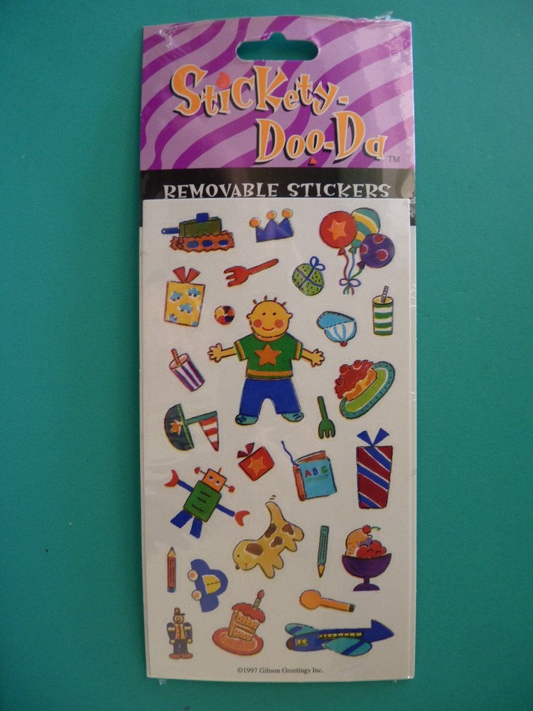Vtg 1997 Gibson Stickety Doo Da Sticker Pack BOY & TOYS (2) Sheet Removeable