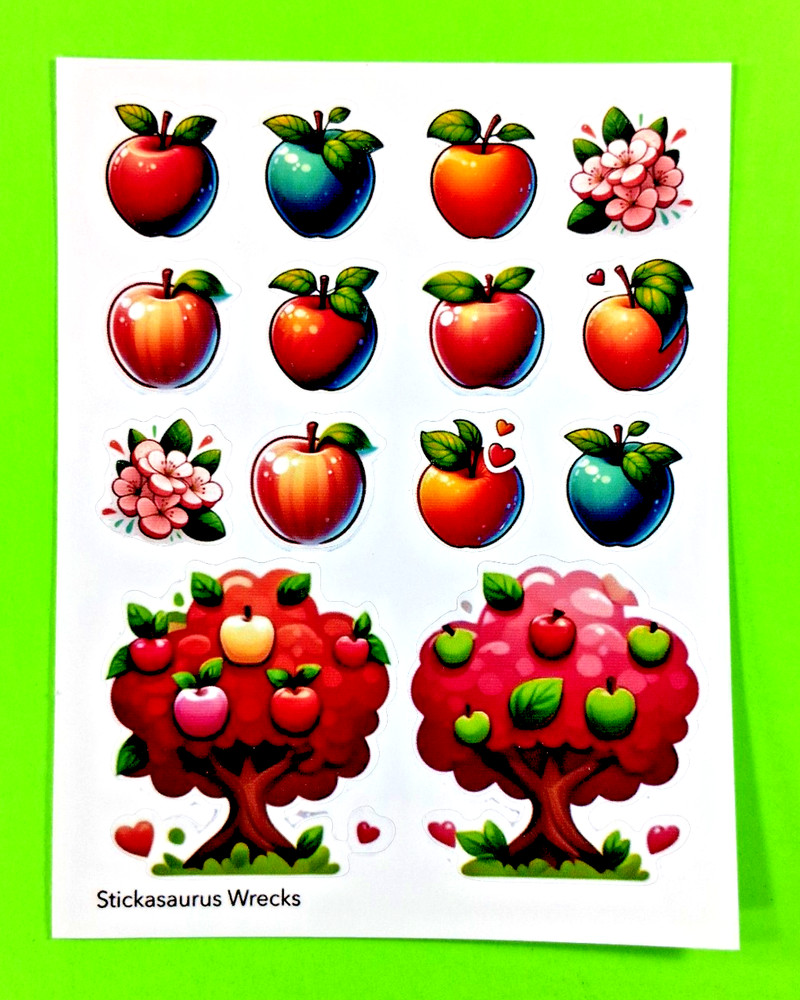Apple Trees Apples Apple Blossoms Sticker Sheet