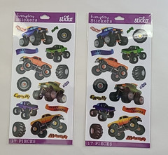 Scrappbooking – Sticko sticker sheets – Lot of 2 – monster trucks