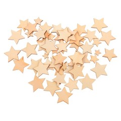 200Pcs Unfinished Wood Star Ornaments Beige Wooden Craft Shapes for Kids Crafts
