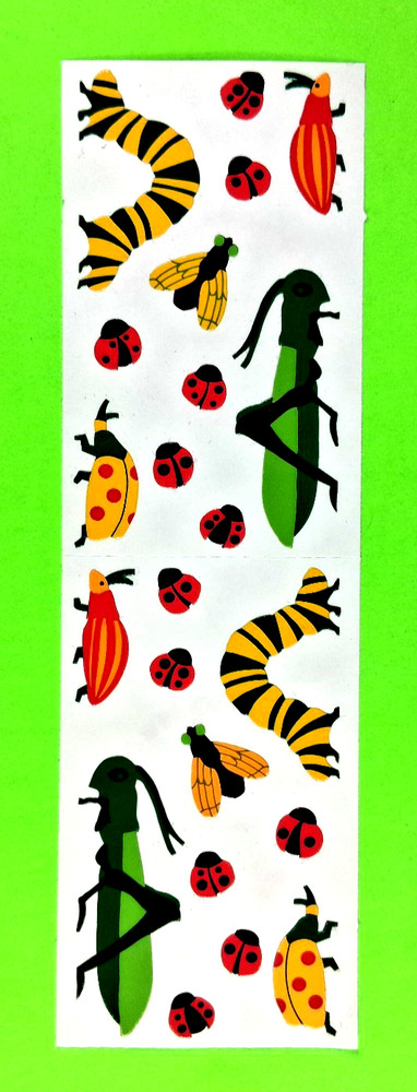 Vintage Mrs. Grossman’s Bugs Insects Sticker Sheet Lady Bugs Grasshoppers Beetle