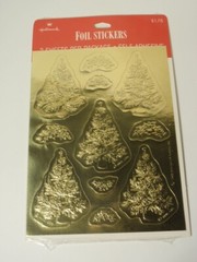 Vtg Hallmark 1989 Holiday Embossed Foil Christmas Tree Stickers *SEALED PACK*