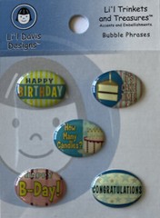 HAPPY BIRTHDAY Epoxy Oval Bubble Phrase Stickers(5pc)Li’l Davis•Cake Time•Party