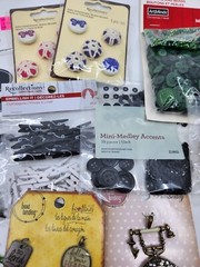 Lot of Scrapbooking Embellishments Buttons Beads Glass Beads Charms Pendants