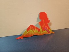 Vintage Stickers MUD FLAP GIRL Glossy Foil Vending Sticker VTG PVI Flames 01