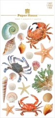 Glitter Seashells Sea Life 3D Stickers Planner Supply Papercraft Crafts Crabs