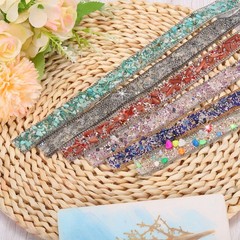 3.28FTx0.8″ Crystal Rhinestone Dark Blue Gems+Gold Chain