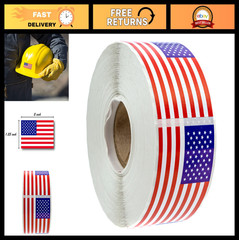 Patriotic USA Flag Stickers – 500 Perforated Labels, 1.25″ x 2.125″, Made in USA