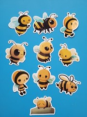 STICKERS x 10 Honey Bee Apiculture Beehive Cartoon Bees Vinyl Sticker B12B
