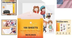 Matte Waterproof Sticker Paper, 100 Sheets – Inkjet Printer