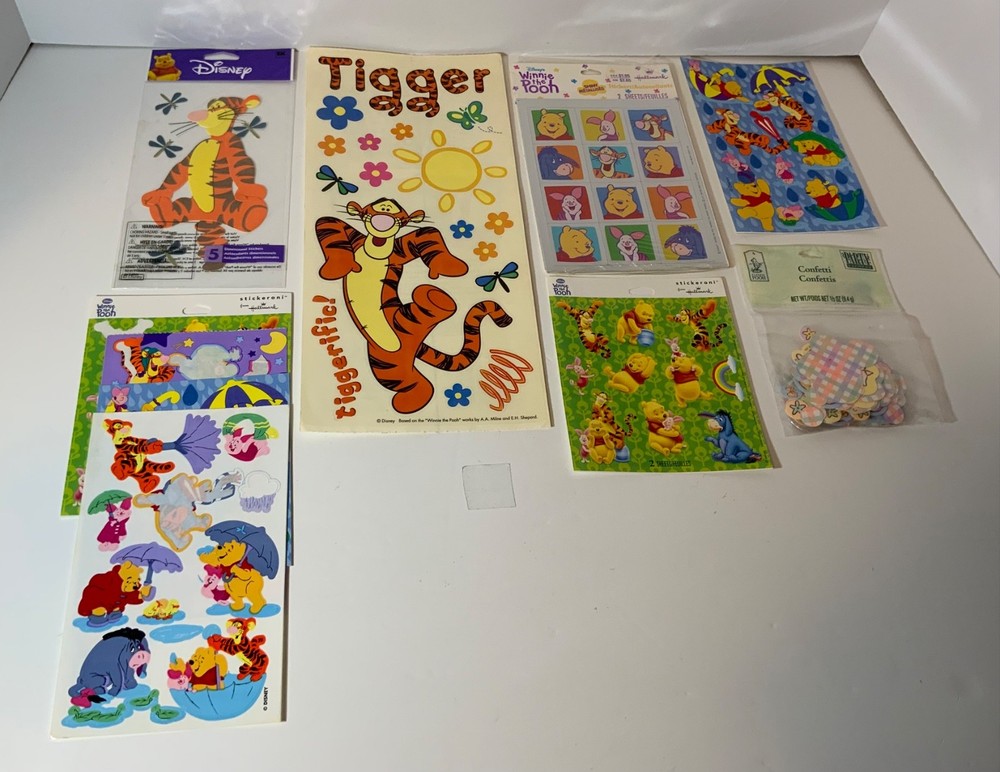 Winnie the Pooh & Tigger Stickers New (5) & Used (5) Confetti Hallmark Sandylion