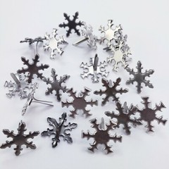 20 Pewter Snowflake Brads 2 Shapes Winter Cardmaking Embellishments Scrapbooking
