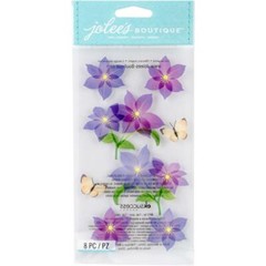 TOUCH OF JOLEE’S DIMENSIONAL STICKER – PURPLE FLOWERS, Butterfly – Vellum