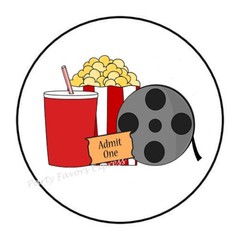 MOVIE NIGHT ENVELOPE SEALS LABELS STICKERS PARTY FAVORS