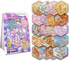 20 Sets 3D Sticker Scenes for Kids, Create Your Own Scene Sticker Book, Cute …