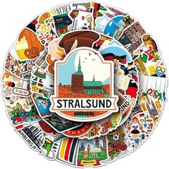 50 PCS Germany Travel World Stickers City Landmark Vacation Waterproof Vinyl