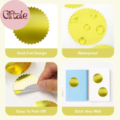 Embossing Stickers 300Pcs 2» Gold Foil Seals Stickers for Certificates Self Adh