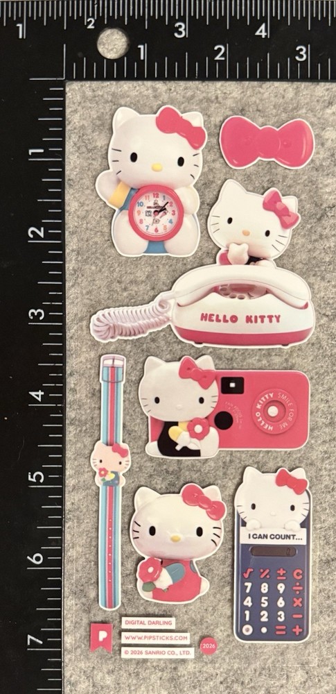 Pipsticks Stickers Sanrio Hello Kitty Retro Phone Clock Pipstickers