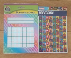 36 Incentive Charts and Marvel Mini Stickers (704 Count) for Teachers/Tutors