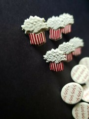 12 Popcorn Brads Movie Theater Circus Carnival County Fair Scrapbooking Card Mak