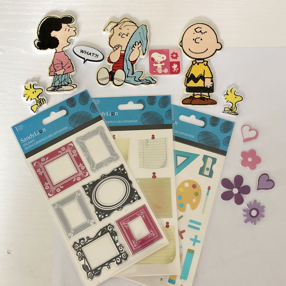 Back To School Stickers Lot Peanuts Paper Supplies Card Making Scrapbooking
