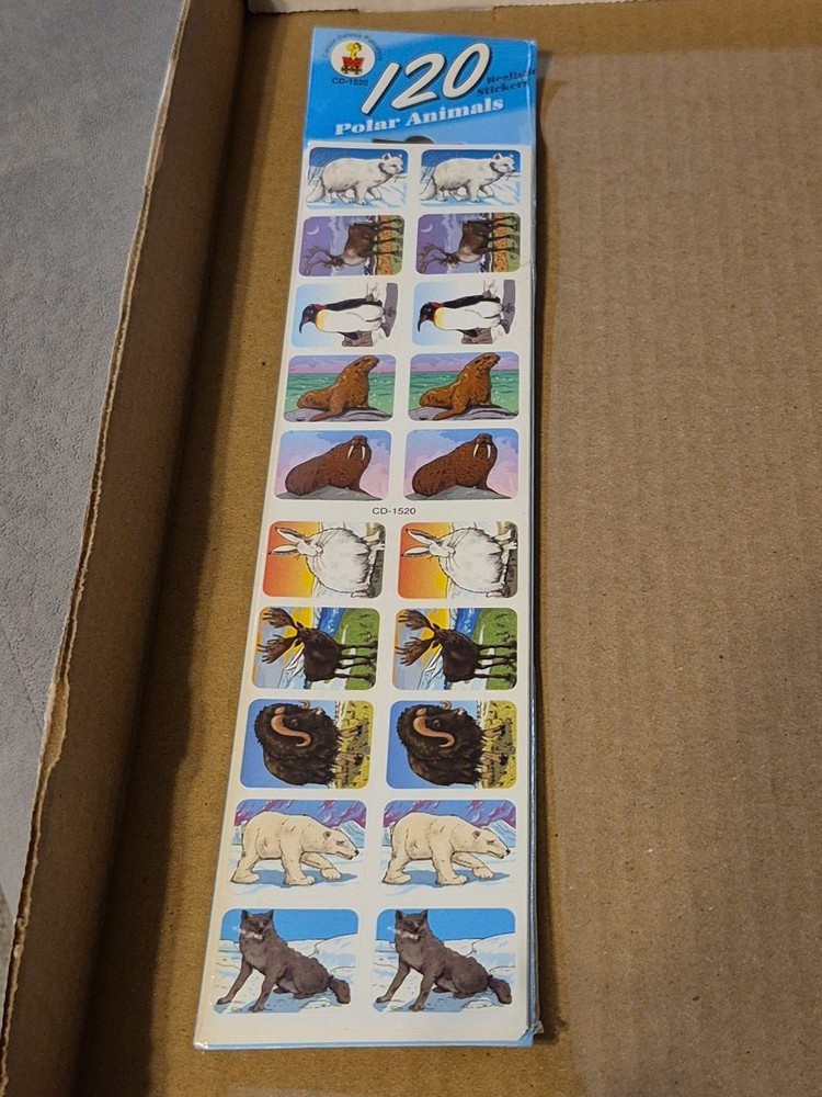 120 Polar Animal Stickers Cd-1520 Carson Dellosa Arctic Wildlife Zoo Animals