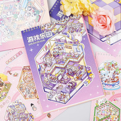 2 Big Size DIY 3D House Stickers Books with 12 Miniature Scene Therapy Stickers