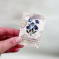 Vintage Style Blue Floral Cardstock Embellishments Junk Journal Collage