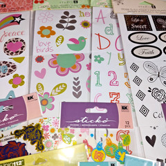 Assorted Brands Scrapbook Sticker Flowers, Art, School, Party, etc – Lot of 13