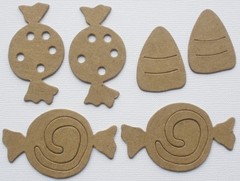 {3} *TREAT BAG & CANDY* Halloween Bare Chipboard Die Cuts 4 1/2″