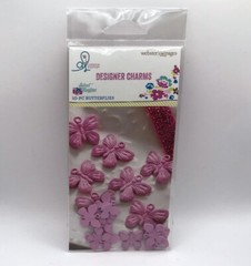 Webster’s Pages Butterfly Designer Charms, 10 pieces for Scrapbooks Lavender