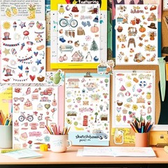 Planner Stickers 24 Page, 1000+ Stickers, Multicolor, Paper, Vintage Style, H…
