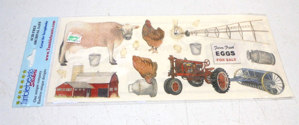 Scrapbook Stickers Farm Barn Tractor Chicken Cow Windmill