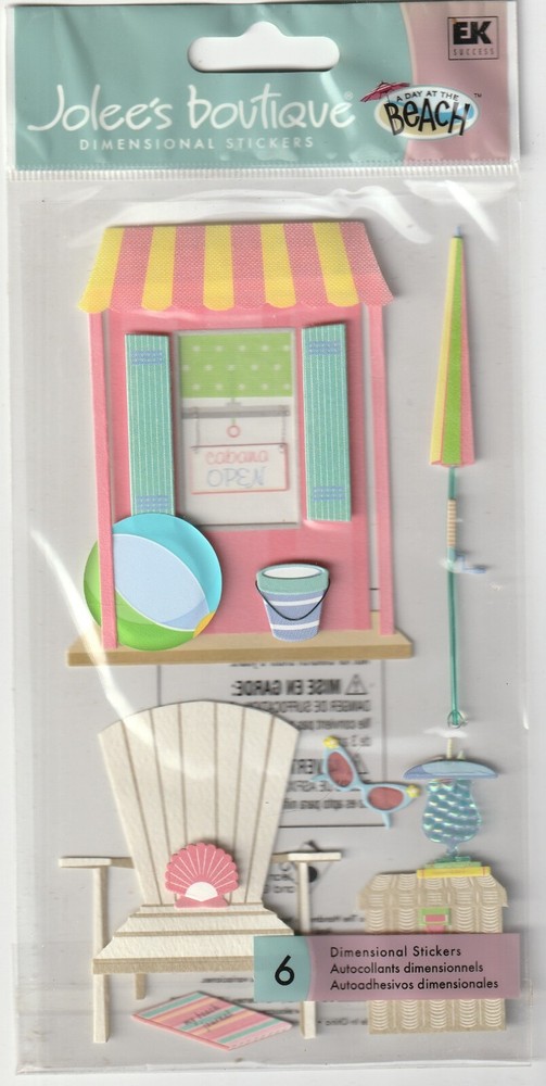 Jolee’s Day at the Beach 3-D stickers BEACH HOUSE Theme 66698 Fast FREE Ship!