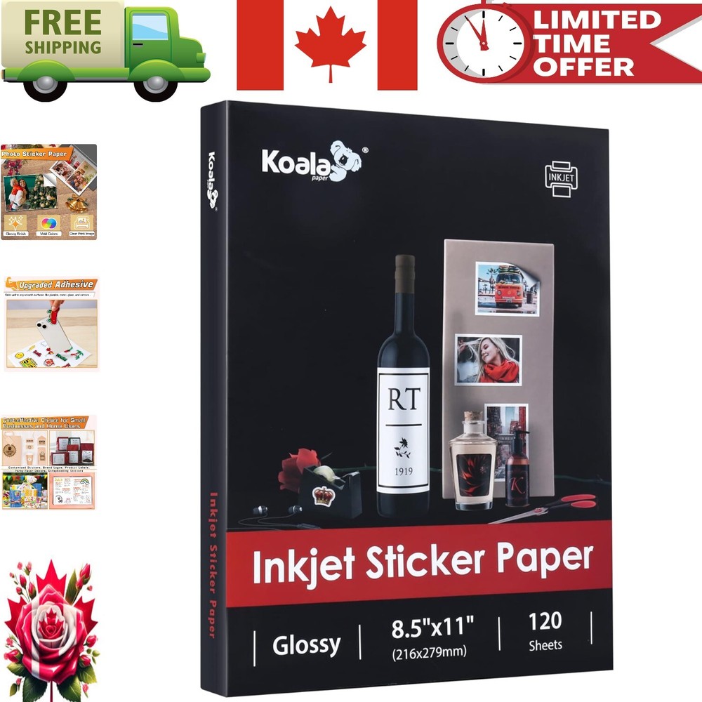 120 Sheets of 8.5×11 Glossy Sticker Paper for Inkjet Printing – Customizable