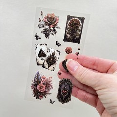 Gothic Rose Playing Card Stickers Scrapbooking Junk Journal Planner Card Making