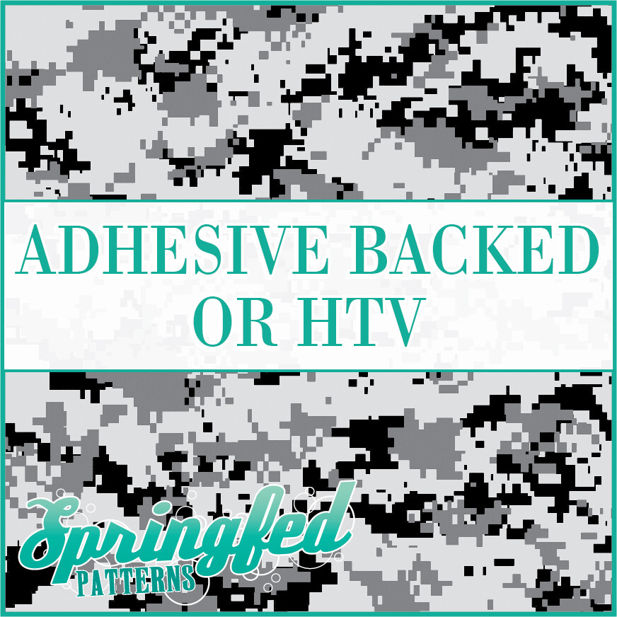 Digital CAMO Pattern in Grey & Black Adhesive Vinyl or HTV Heat Transfer Vinyl